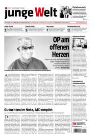 Cover eines Exemplars der Tageszeitung „junge Welt“ Cover eines Exemplars der Tageszeitung „junge Welt“