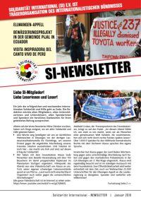 Cover eines Exemplars der Infoschrift „SI Newsletter“