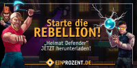 Werbung von Ein Prozent für „Heimat Defender: Rebellion“