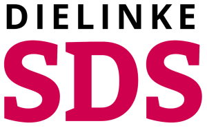 Schwarze Schrift Die Linke und darunter in rot die Buchstaben SDS