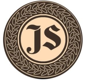 Die Buchstaben J und S als Abkürzung für den Namen der rechtsextremistischen Gruppierung Jung und Stark in einem stilisierten Eichenlaubkranz.