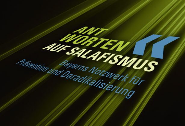 Grafische Darstellung des Logos Antworten auf Salafismus, das Bayerische Netzwerk für Prävention und Deradikalisierung gegen Salafismus